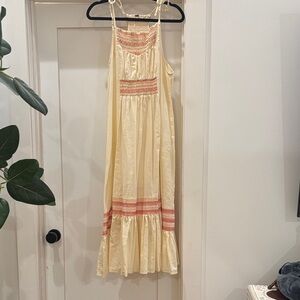 FP Movement by Free People Cream and Pink Midi Dress